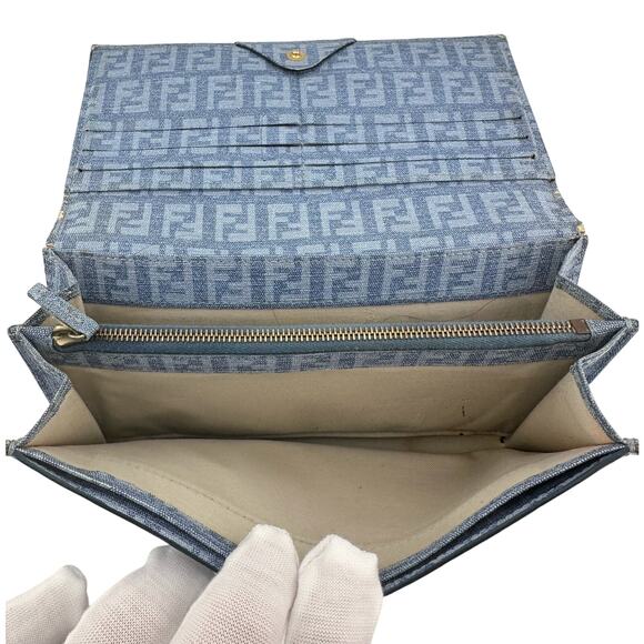 Fendi Zucca FF Jacquard in Shades of Blue Long Wallet (Denim) - Picture 4 of 16